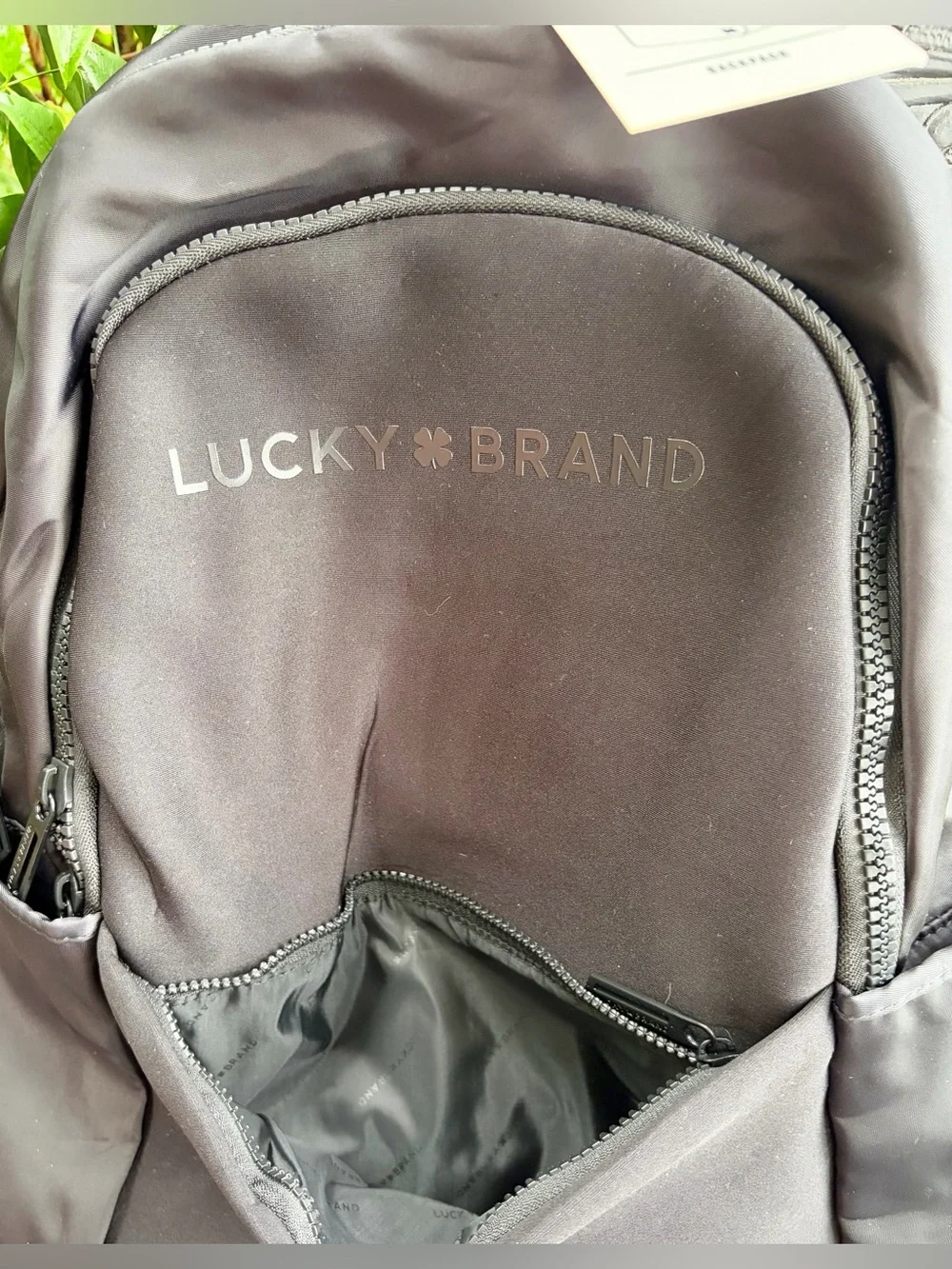 NWT LUCKY BRAND Black Backpack-Multiple Compartments & Two Water Bottle Holders